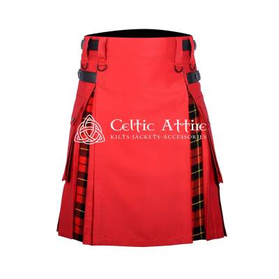 Red Cotton Wallace Tartan Hybrid Utility Kilt