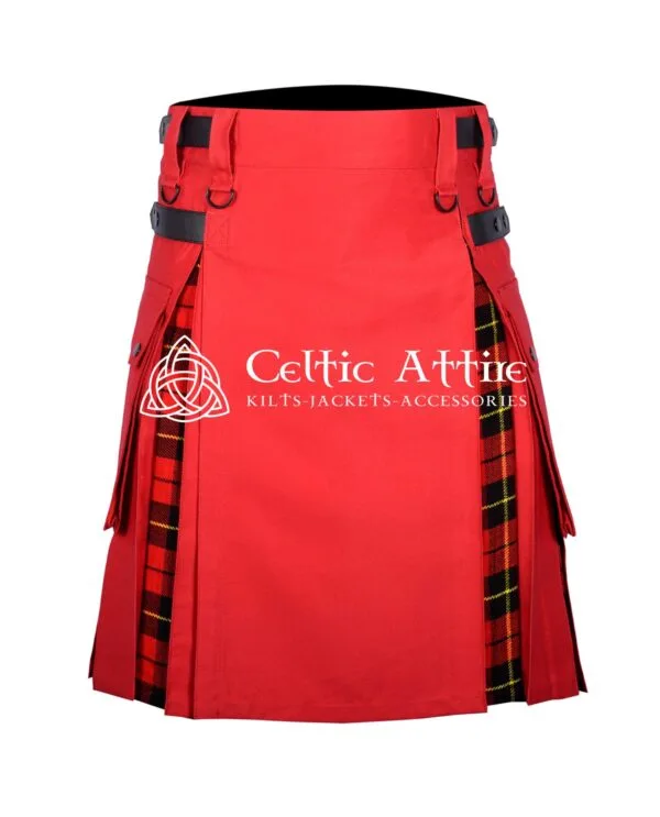 Red Cotton Wallace Tartan Hybrid Utility Kilt