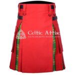 Red Cotton Irish Tartan Hybrid Utility Kilt