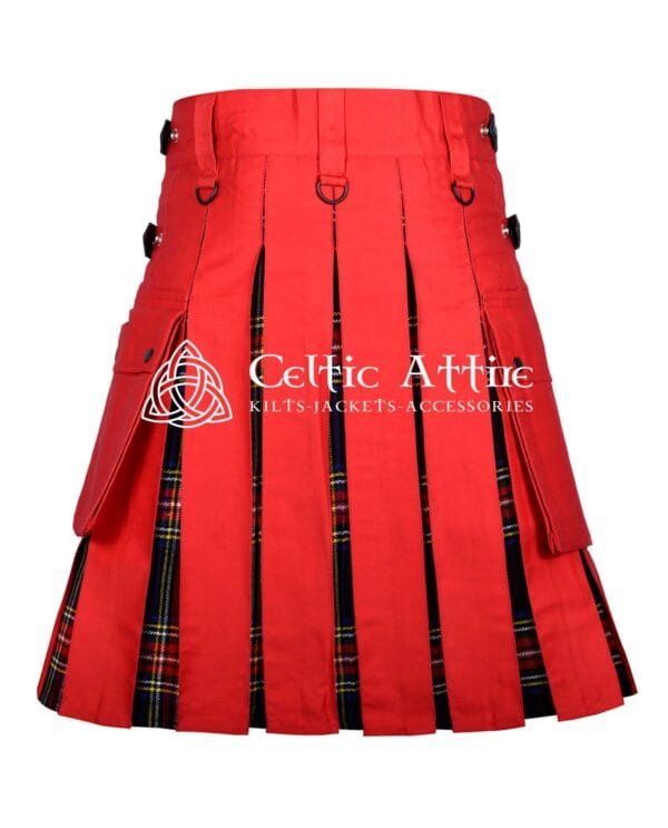 Red Cotton Stewart Black Tartan Hybrid Utility Kilt - Image 2