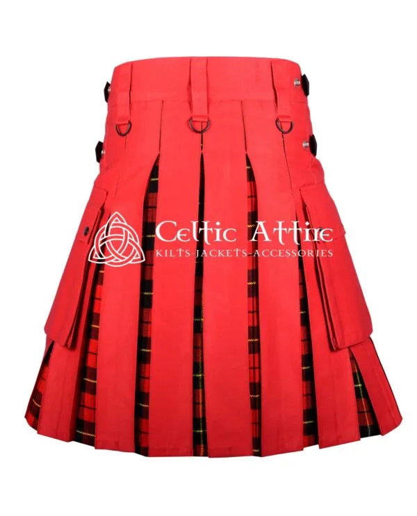 Red Cotton Wallace Tartan Hybrid Utility Kilt - Image 2