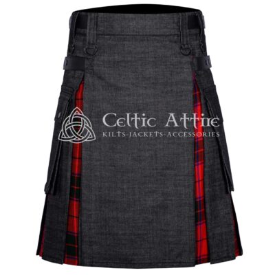 Black Cotton Scottish Rose Hybrid Utility Kilt