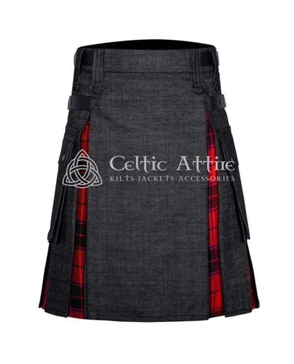 Black Cotton Scottish Rose Hybrid Utility Kilt