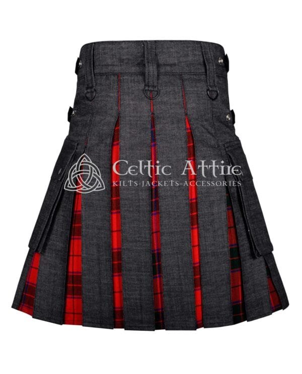 Black Cotton Scottish Rose Hybrid Utility Kilt - Image 3