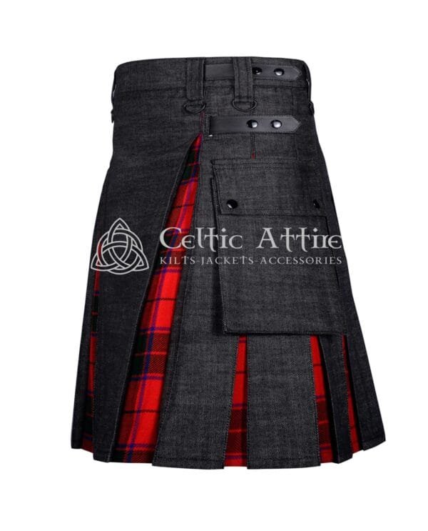 Black Cotton Scottish Rose Hybrid Utility Kilt - Image 2