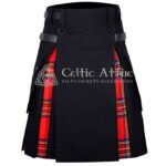 Black Cotton Stewart Royal Tartan Hybrid Kilt