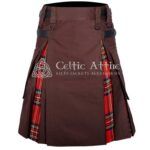 Brown Cotton Stewart Royal Tartan Hybrid Utility Kilt
