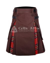 Brown Cotton Stewart Royal Tartan Hybrid Utility Kilt