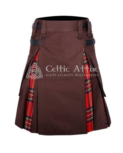 Brown Cotton Stewart Royal Tartan Hybrid Utility Kilt
