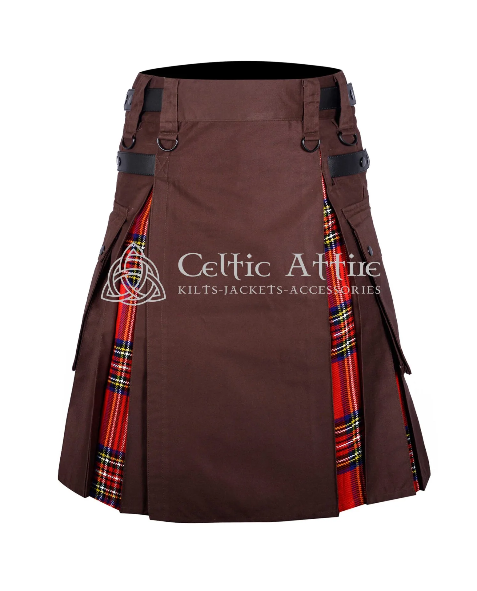 Brown Cotton Stewart Royal Tartan Hybrid Utility Kilt