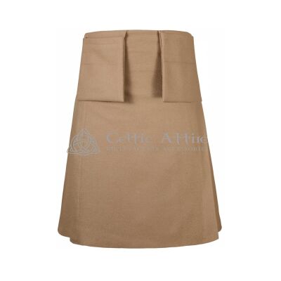 Tan Wool 8 Yard Kilt with Detachable Pockets