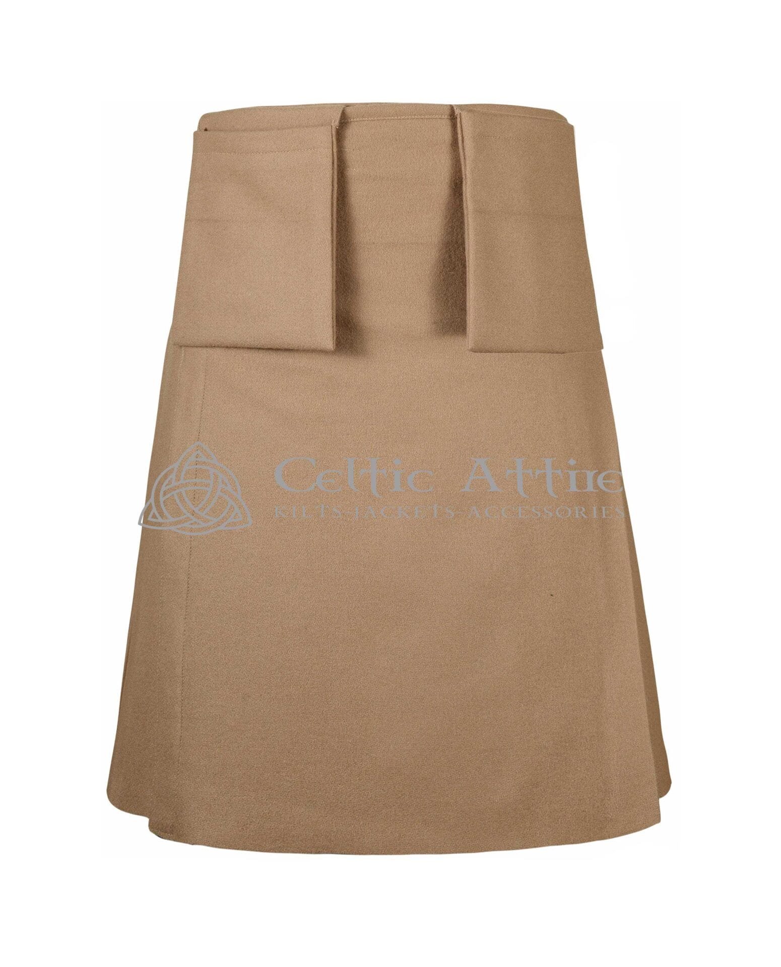 Tan Wool 8 Yard Kilt with Detachable Pockets