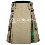 Khaki Cotton Tara Murphy Tartan Hybrid Utility Kilt