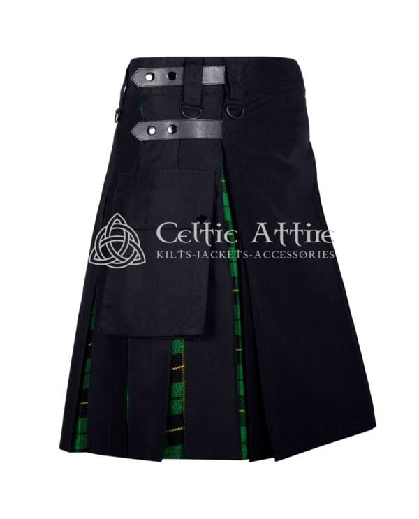 Black Cotton Wallace Hunting Hybrid Utility Kilt - Image 2