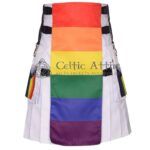 White Cotton Hybrid LGBTQ Pride Scottish Kilt