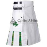 White Cotton Irish Tartan Hybrid Utility Kilt
