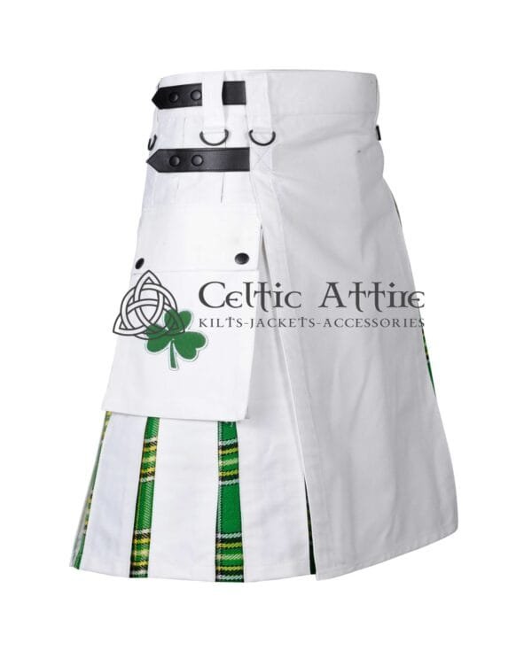 White Cotton Irish Tartan Hybrid Utility Kilt