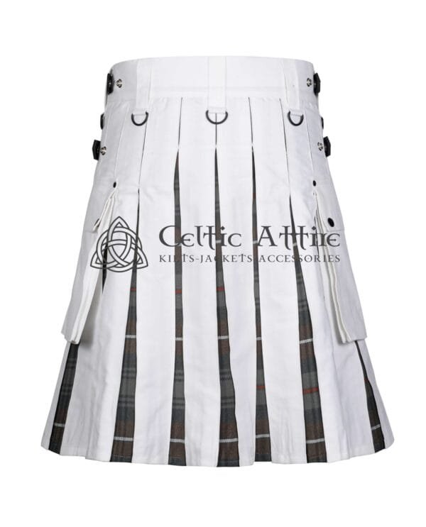 White Cotton Mackenzie Weathered Tartan Hybrid Kilt - Image 4