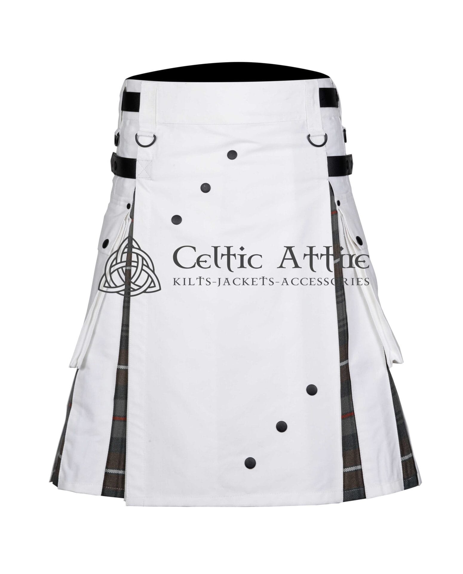 White Cotton Mackenzie Weathered Tartan Hybrid Kilt