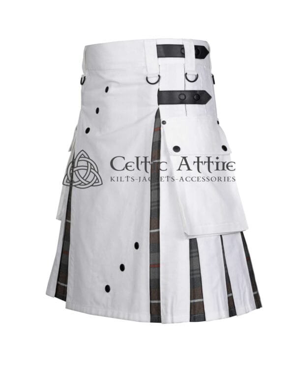 White Cotton Mackenzie Weathered Tartan Hybrid Kilt - Image 3