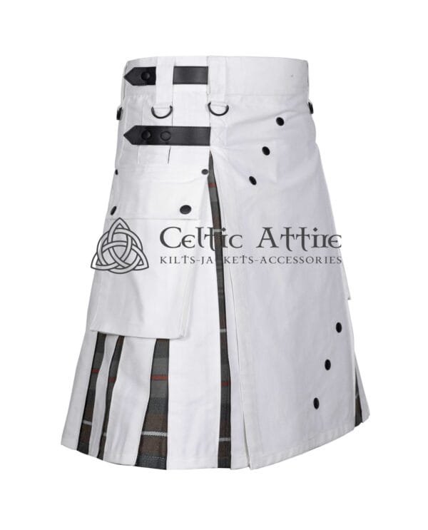 White Cotton Mackenzie Weathered Tartan Hybrid Kilt - Image 2