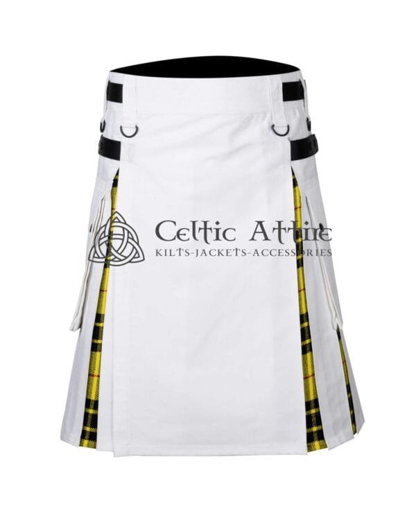 White Cotton Macleod Tartan Hybrid Utility Kilt