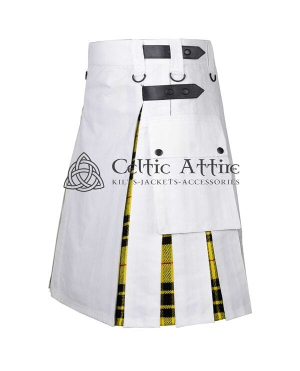 White Cotton Macleod Tartan Hybrid Utility Kilt - Image 3