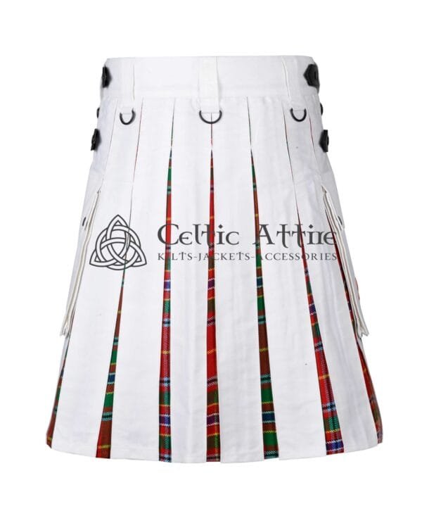 White Cotton Munro Tartan Hybrid Utility Kilt - Image 3