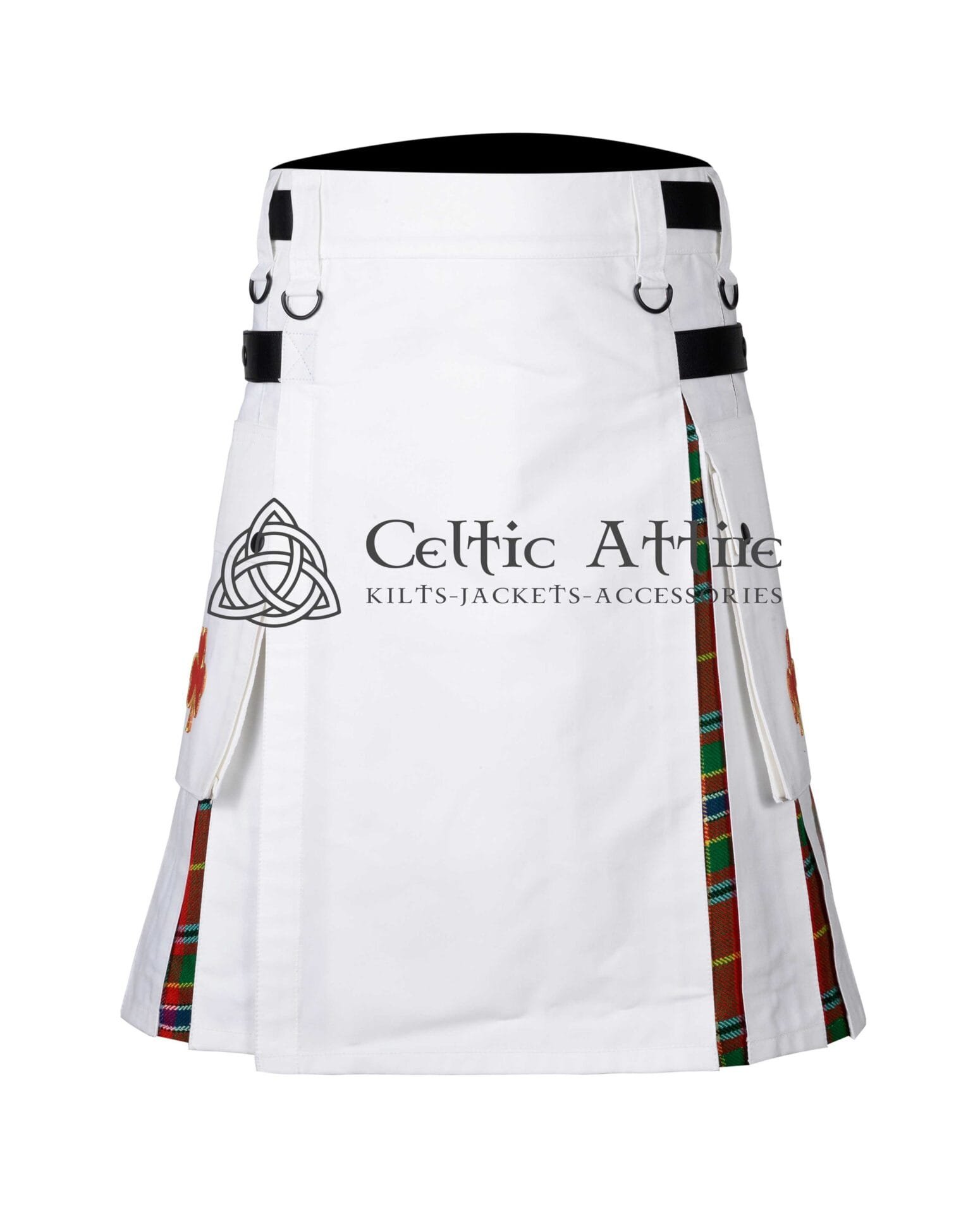 White Cotton Munro Tartan Hybrid Utility Kilt