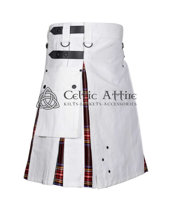 White Cotton Stewart Black Tartan Hybrid Kilt - Image 2