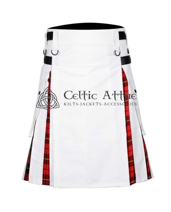 White Cotton Wallace Tartan Hybrid Utility Kilt