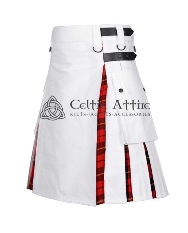 White Cotton Wallace Tartan Hybrid Utility Kilt - Image 2