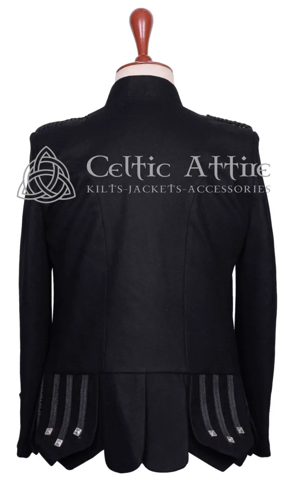 Scottish Sheriffmuir Doublet Jacket and Waistcoat in Black Barathea - Image 5