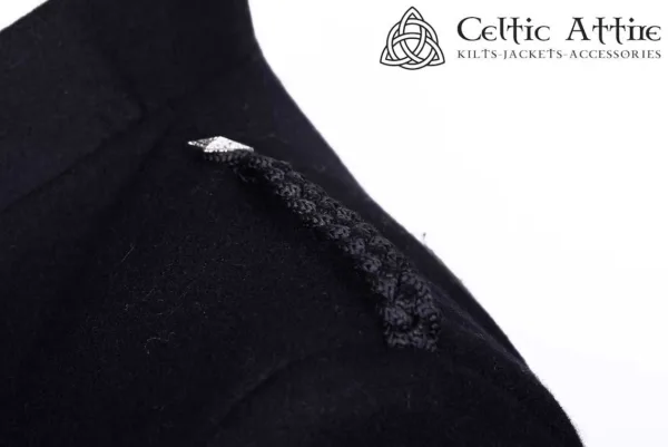 Scottish Sheriffmuir Doublet Jacket and Waistcoat in Black Barathea - Image 3