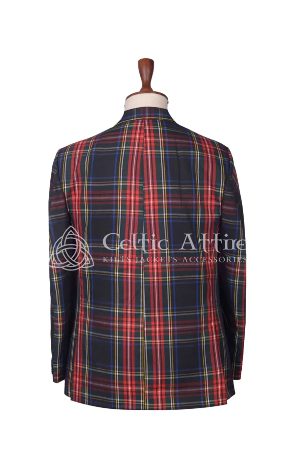 Black Stewart Tartan Scottish Jacket - Image 4