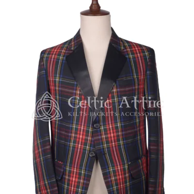 Black Stewart Tartan Scottish Jacket