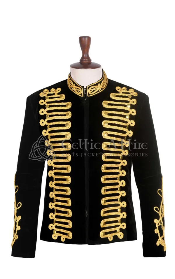 Black Velvet Military Gold Braided Jacket