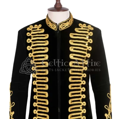Black Velvet Military Gold Braided Jacket