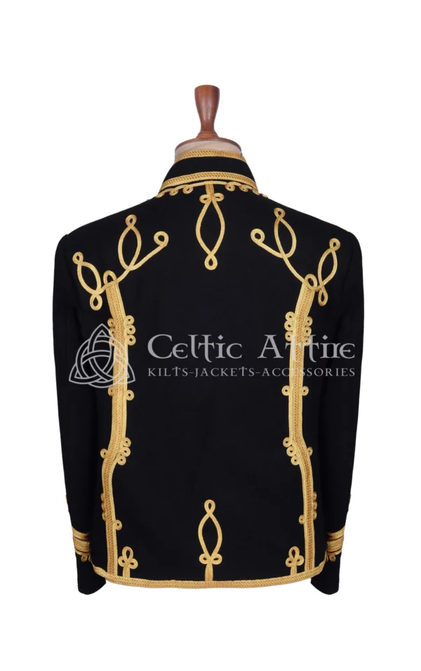 Black Wool Military Gold Braided Doublet Jacket - Image 4