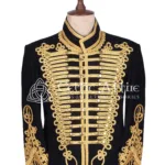 Black Wool Military Gold Braided Doublet Jacket