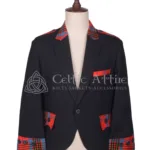 Black Wool and Scottish Tartan Kilt Jacket
