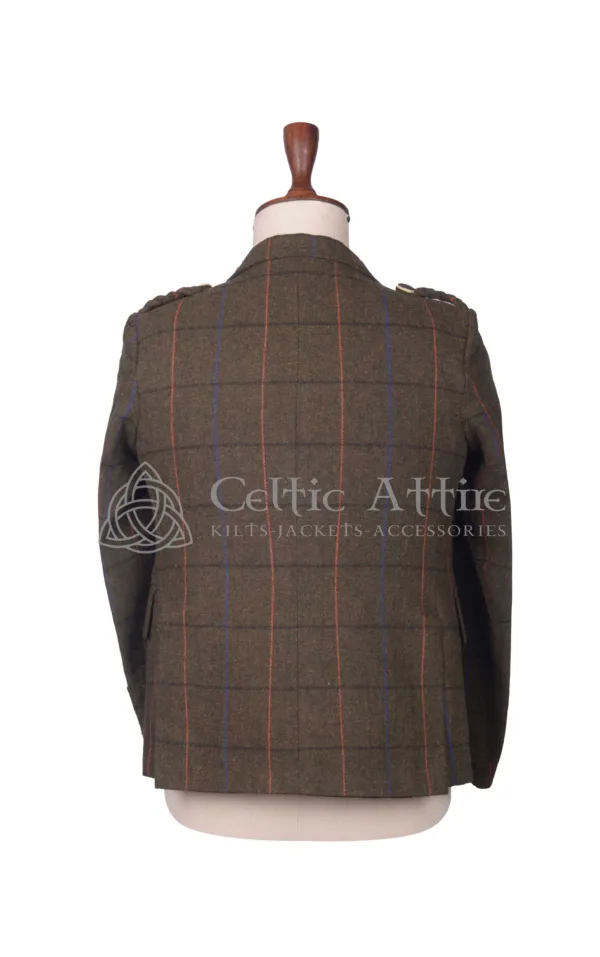 Brown Plaid Wool Argyll Jacket and Waistcoat - Image 4