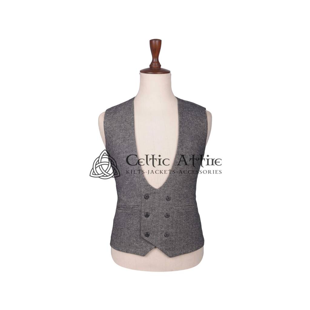 Brown Tweed Double Breasted Kilt Waistcoat