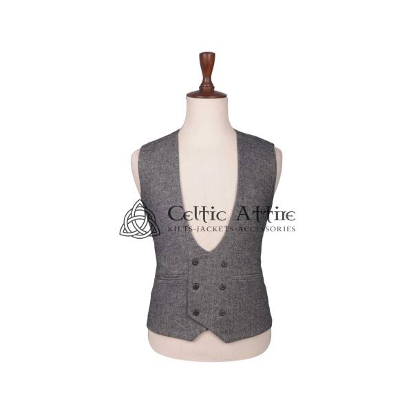 Brown Tweed Double Breasted Kilt Waistcoat