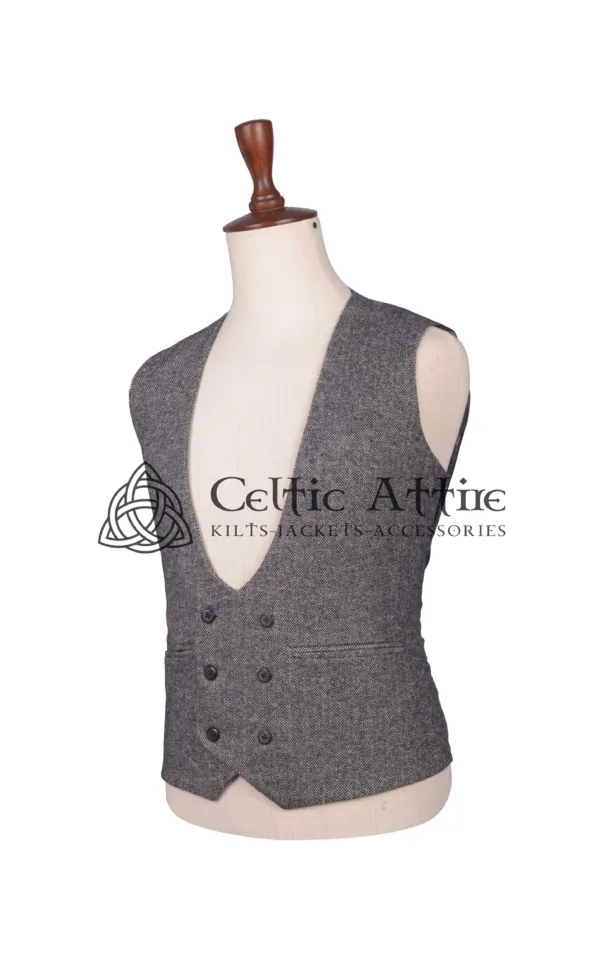 Brown Tweed Double Breasted Kilt Waistcoat - Image 2