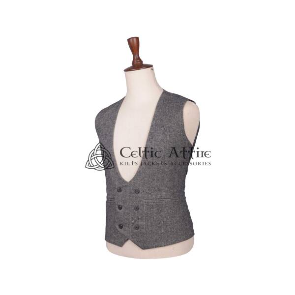 Brown Tweed Double Breasted Kilt Waistcoat - Image 2