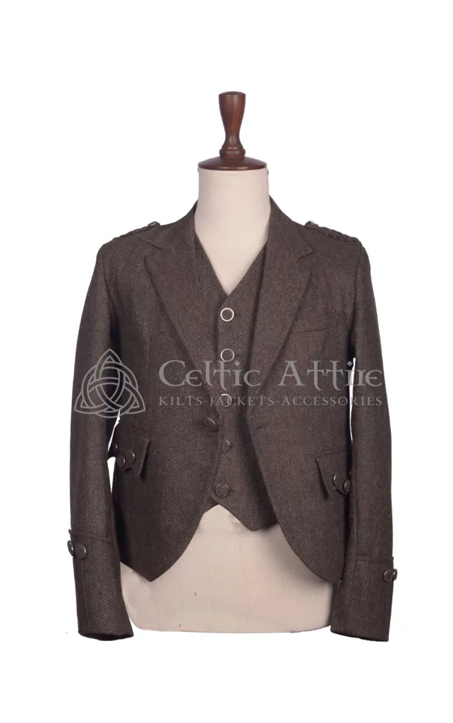 Brown Tweed Wool Argyll Jacket and Waistcoat