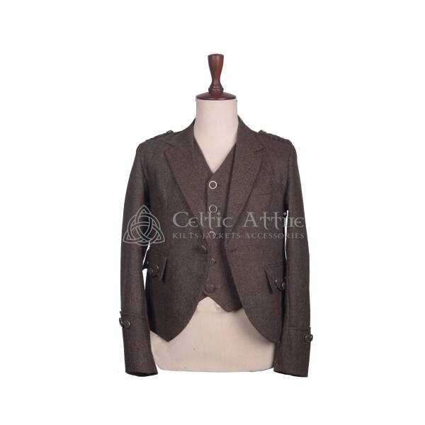 Brown Tweed Wool Argyll Jacket and Waistcoat