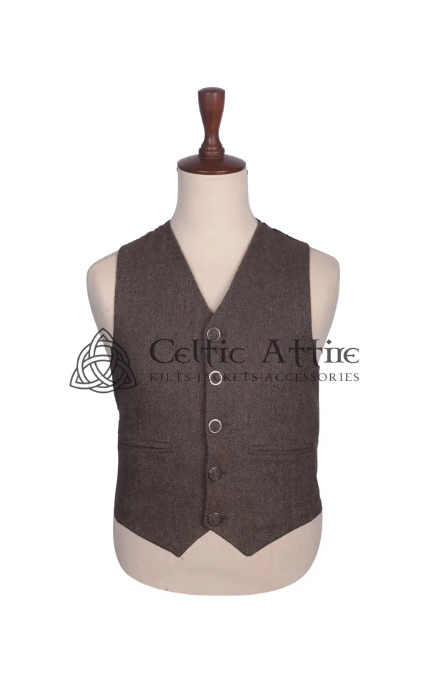 Brown Tweed Wool Argyll Jacket and Waistcoat - Image 5