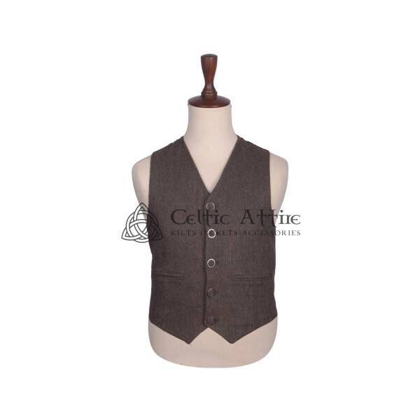 Brown Tweed Wool Argyll Jacket and Waistcoat - Image 5